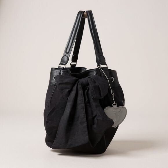 Juicy Couture Black Velour Scottie Dog Rhinestone Daydreamer Tote Y2K with Bow - Picture 3 of 13